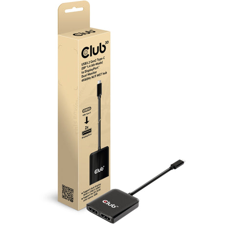 Club 3d usb 3.2 gen2 type-c (dp alt-mode) naar displayport dual monitor 4k60hz m f mst hub displayport splitter (zwart)