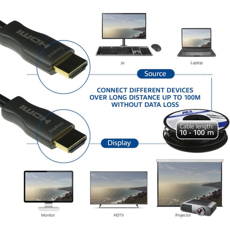 Act connectivity hdmi premium 4k active optical cable v2.0 hdmi-a male - hdmi-a male, 10 meter kabel (zwart)