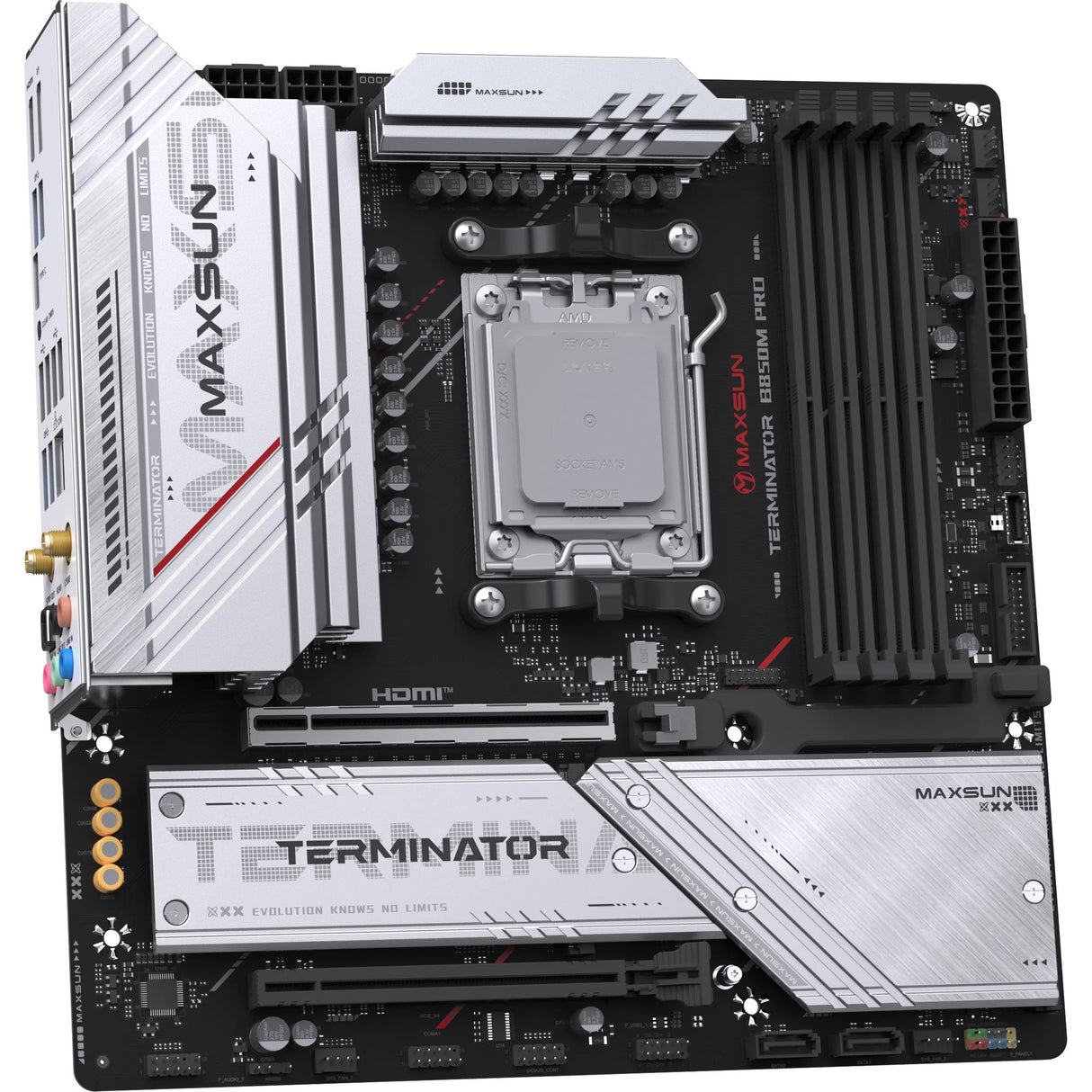 Maxsun ms-terminator b850m pro wifi socket am5 moederbord (zwart, raid, 2.5 gb-lan, wlan, bt, sound, µatx)