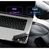 Icy box ib-hub1436-cpd usb-hub (zwart, 2x usb-a, 2x usb-c)