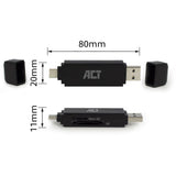 Act connectivity usb-c usb-a kaartlezer, sd micro sd (zwart)