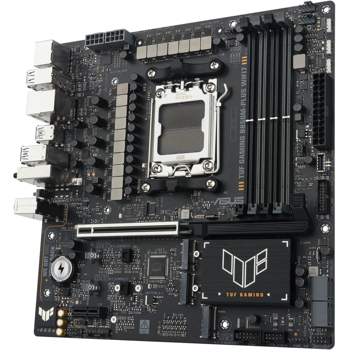 Asus tuf gaming b850m-plus wifi7 socket am5 moederbord (2.5gb-lan, wi-fi 7, bt, sound, µatx)
