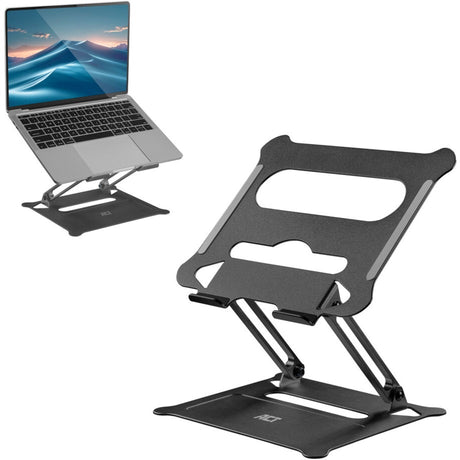 Act connectivity laptopstandaard, aluminium, inklapbaar, traploos in hoogte verstelbaar (zwart)