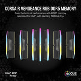 Corsair vengeance rgb 32 gb ddr5-6000 (2x 16 gb) werkgeheugen (zwart, cmh32gx5m2b6000c38, xmp 3.0)