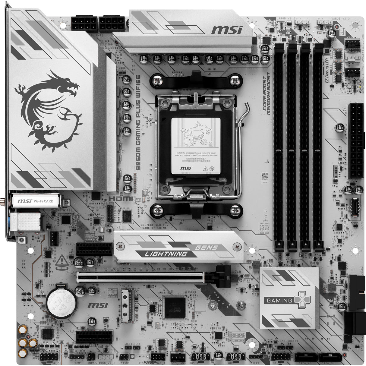 Msi b850m gaming plus wifi6e socket am5 moederbord (raid, 2.5gb-lan, wi-fi 6e, bt, sound, µatx)