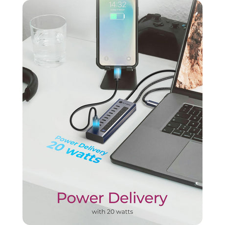 Icy box ib-hub1450-c31 usb-hub (antraciet)