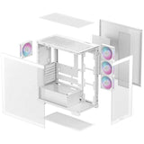 Deepcool cg580 4f midi tower behuizing (wit | 2x usb-a | 1x usb-c | rgb | tempered glass)
