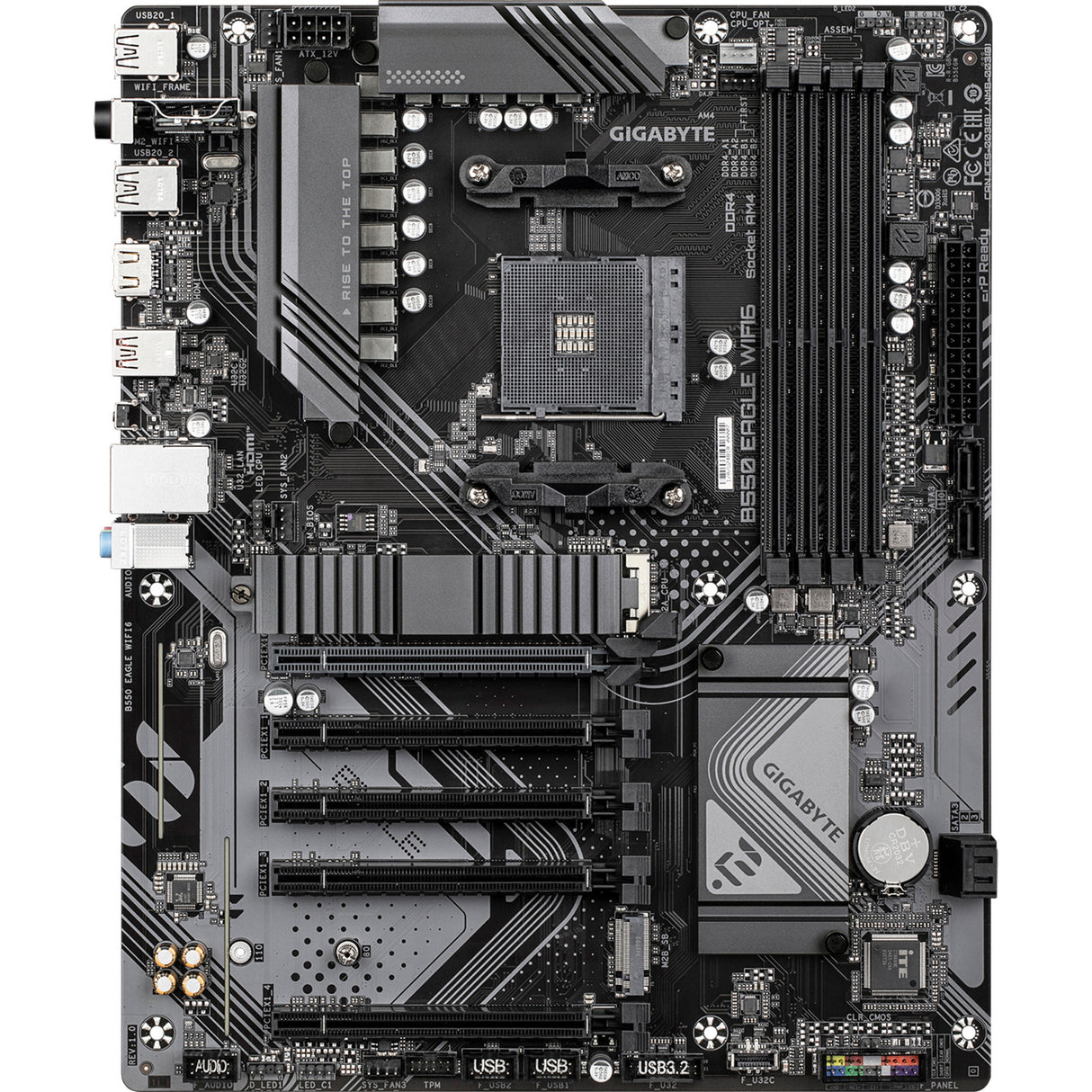 Gigabyte b550 eagle wifi6 socket am4 moederbord (zwart grijs, raid, gb-lan, wi-fi 6, bt, sound, atx)