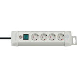 Brennenstuhl premium-line 4-voudig stekkerdoos met schakelaar 1955540100 stekkerdoos (lichtgrijs)