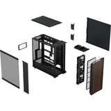 Fractal design north xl rc charcoal black tg dark midi tower behuizing (zwart houtkleur | 2x usb-a | 1x usb-c | tempered glass)