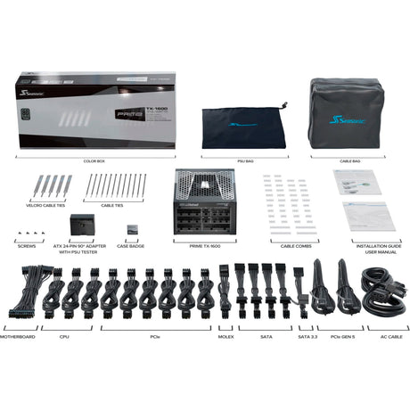 Seasonic prime tx-1600 modulaire 1600 watt voeding (zwart, 2x 12v-2x6, 6x pcie)