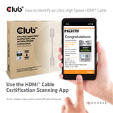 Club 3d gecertificeerde actieve optische ultra high speed hdmi 2.1 kabel (zwart, 20 meter, 8k)