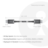 Club 3d displayport 2.1 vesa dp80 gecertificeerde kabel male-male (zwart, 1,6 meter, 8k 240hz, 10k 60hz, 80gbps)