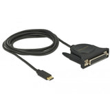 Delock usb-c 2.0 male > 1 x parallel db25 female kabel (zwart, 1,8 meter )