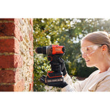 Black+decker 18v 2.0ah schroefklopboormachine (zwart oranje, accu en oplader inbegrepen.)