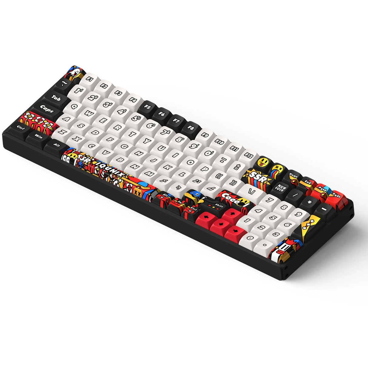 Iqunix f97 graffiti diary wireless mechanical keyboard (zwart, us lay-out (qwerty), cherry mx red, 96%, rgb leds, hot-swappable, pbt, 2.4ghz | bluetooth 5.1 | usb-c)