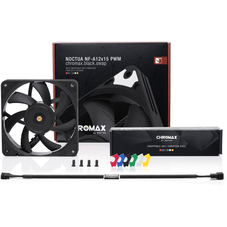 Noctua nf-a12x15 pwm chromax.black.swap case fan (zwart, 120 x 120 x 15 mm)