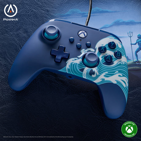 Powera advantage controller met kabel voor de xbox series x|s - watergolf (azuurblauw, xbox series x|s, xbox one, pc)