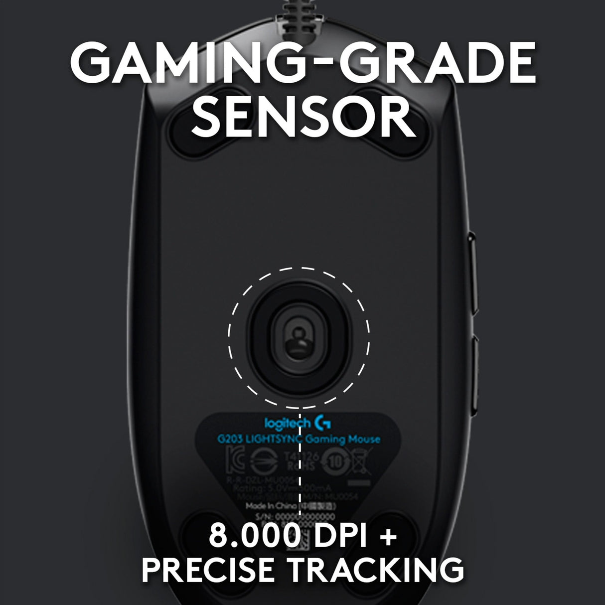 Logitech g203 lightsync gaming muis (zwart, 200 - 8000 dpi, rgb leds)