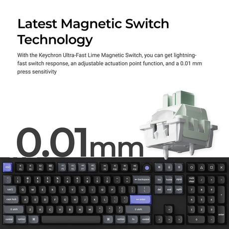 Keychron q6 he 8k magnetic switch keyboard (wit, us lay-out (qwerty), ultra-fast lime, 100%, rgb, hot swap, 8k)