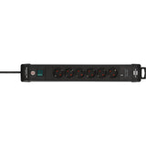 Brennenstuhl premium-line stekkerdoos 6-voudig met usb c pd 30w en usb a 18w stekkerdoos (zwart, 1x usb-a, 1x usb-c)