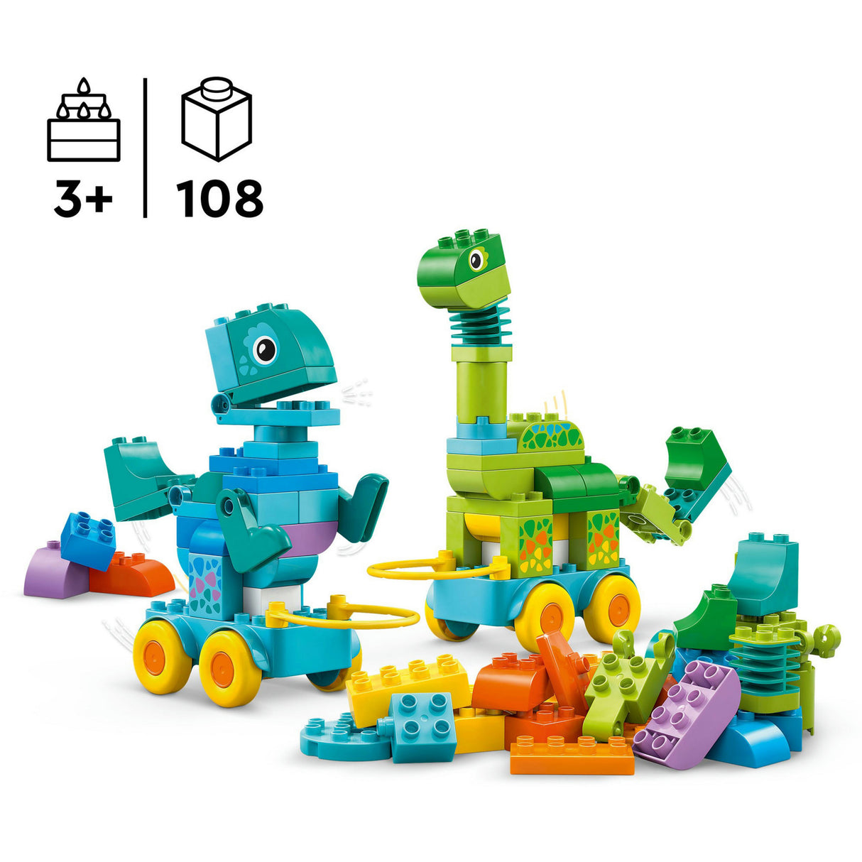 Lego ® duplo® stad 3-in-1 dinosaurussen op wielen - 10451