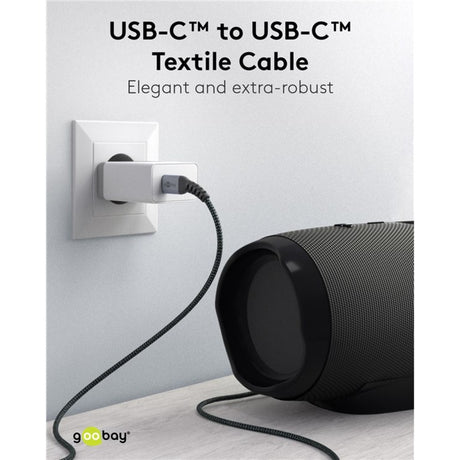 Goobay usb-c snellader nano (65 w) en usb-c textielkabel (zwart, 1 meter)