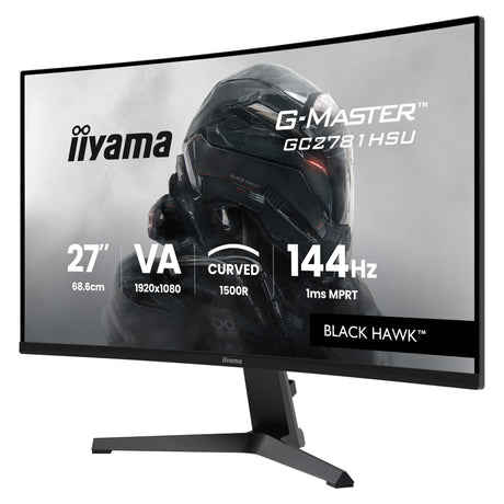Iiyama g-master black hawk g2471hs-b1 27 curved gaming monitor (zwart, hdmi, displayport, usb, audio, amd free-sync, 144 hz)