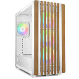 Sharkoon rebel c70g rgb midi tower behuizing (wit houtkleur | 2x usb-a | 1x usb-c | rgb | tempered glass)