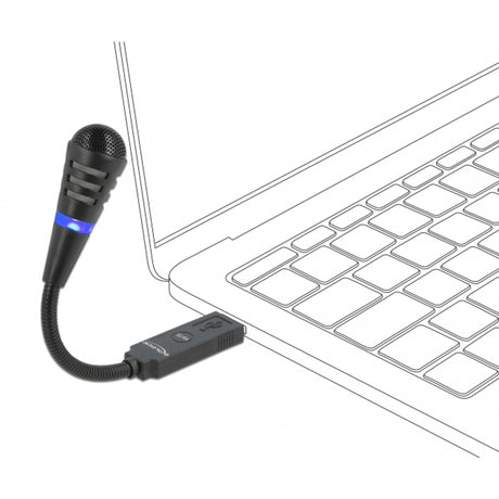 Delock usb zwanenhalsmicrofoon met mute knop (zwart)
