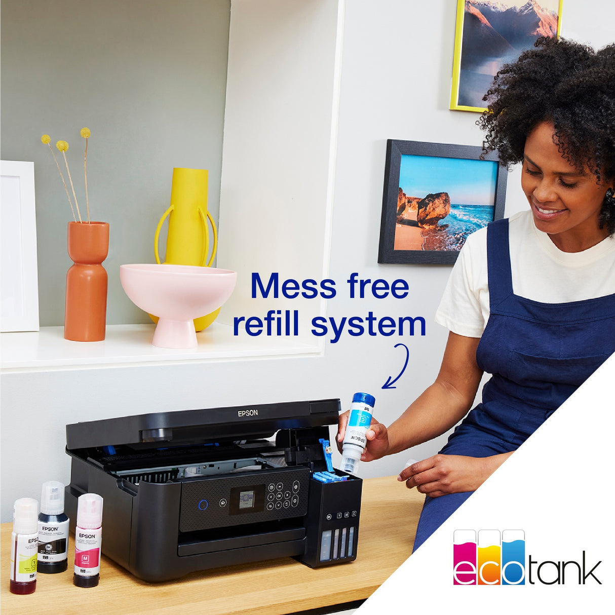 Epson ecotank et-2850 a4 multifunctionele wi-fi-printer met inkttank all-in-one inkjetprinter (zwart, scannen, kopiëren, wi-fi, inclusief tot 3 jaar inkt)