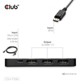 Club 3d displayport naar triple hdmi 8k60hz hub (zwart)