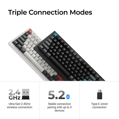Keychron q1 ultra-m4 8k wireless custom mechanical keyboard (zwart, us lay-out (qwerty), silk pom banana, 75%, rgb, hot swap, 8k, 2.4 ghz | bluetooth 5.2 | usb-c)
