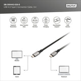 Digitus usb-c 4 gen2- usb-c-verbindingskabel (zwart grijs, 3 meter)