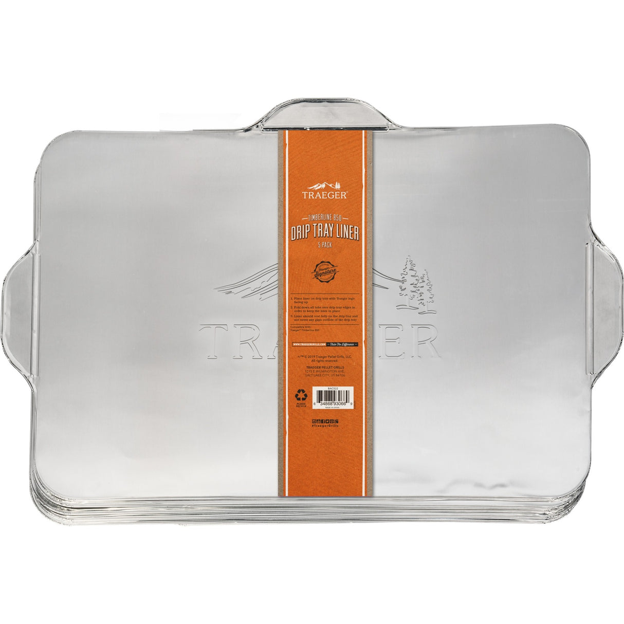 Traeger vetafdruipplaat beschermfolie voor timberline 850 druipschaal (zilver, 5 stuks)
