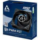 Arctic p8 pwm pst case fan (zwart, 80 x 80 x 25 mm)