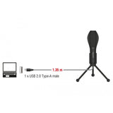 Delock usb condenser microfoon (zwart, met tafel standaard)