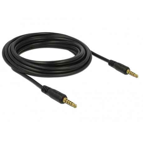 Delock stereo jack 3,5 mm 5-pin (male) > 3,5 mm 5-pin (male) kabel (zwart, 5 meter)