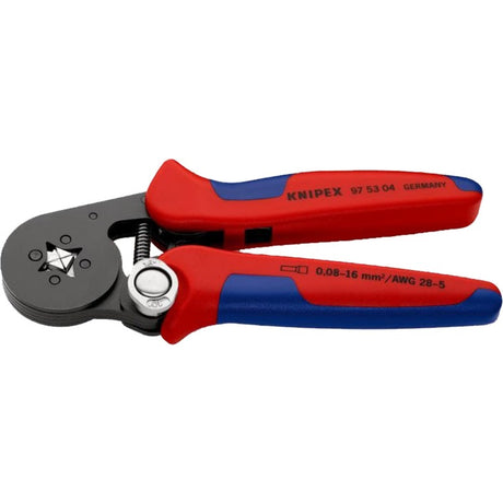 Knipex zelfinstellende krimptang voor adereindhulzen 97 53 04 sb (rood blauw, met zij-invoering)