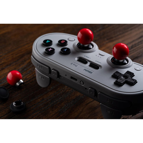 8bitdo pro 3 bluetooth gamepad (lichtgrijs rood, switch 1 2, pc, android, 2.4 ghz bluetooth usb)