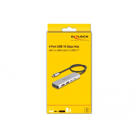 Delock usb 10 gbps usb-c hub usb-hub (grijs, 2x usb-a 3.2 (10 gbit s), 2x usb-c 3.2 (10 gbit s))