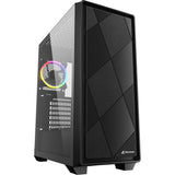 Sharkoon vs8 rgb black midi tower behuizing (zwart | 2x usb-a | 1x usb-c | rgb | tempered glass)