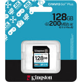 Kingston canvas go! plus sdxc 128 gb geheugenkaart (zwart, class 10, uhs-i u3, v30)