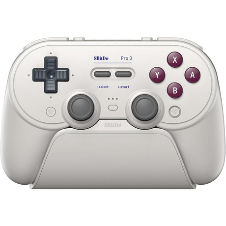 8bitdo pro 3 bluetooth gamepad (lichtgrijs rood, switch 1 2, pc, android, 2.4 ghz bluetooth usb)