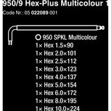 Wera 950 9 hex-plus multicolour 1 stiftsleutelset, metrisch, blacklaser (9-delig)