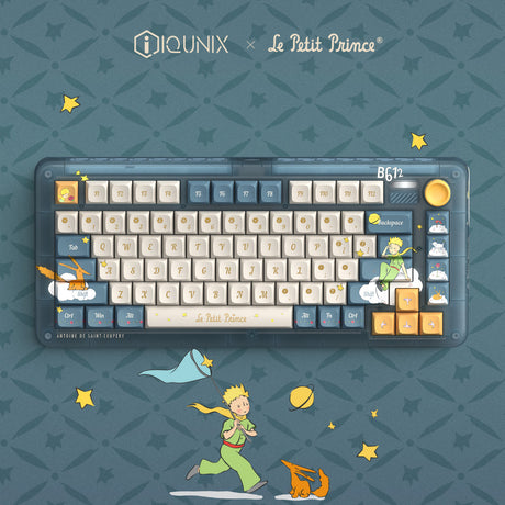 Iqunix zx75 sky encounter wireless mechanical keyboard (blauw, us lay-out (qwerty), iqunix silent rose, 75%, rgb leds, hot-swappable, double-shot pbt, 2.4ghz | bluetooth 5.1 | usb-c)