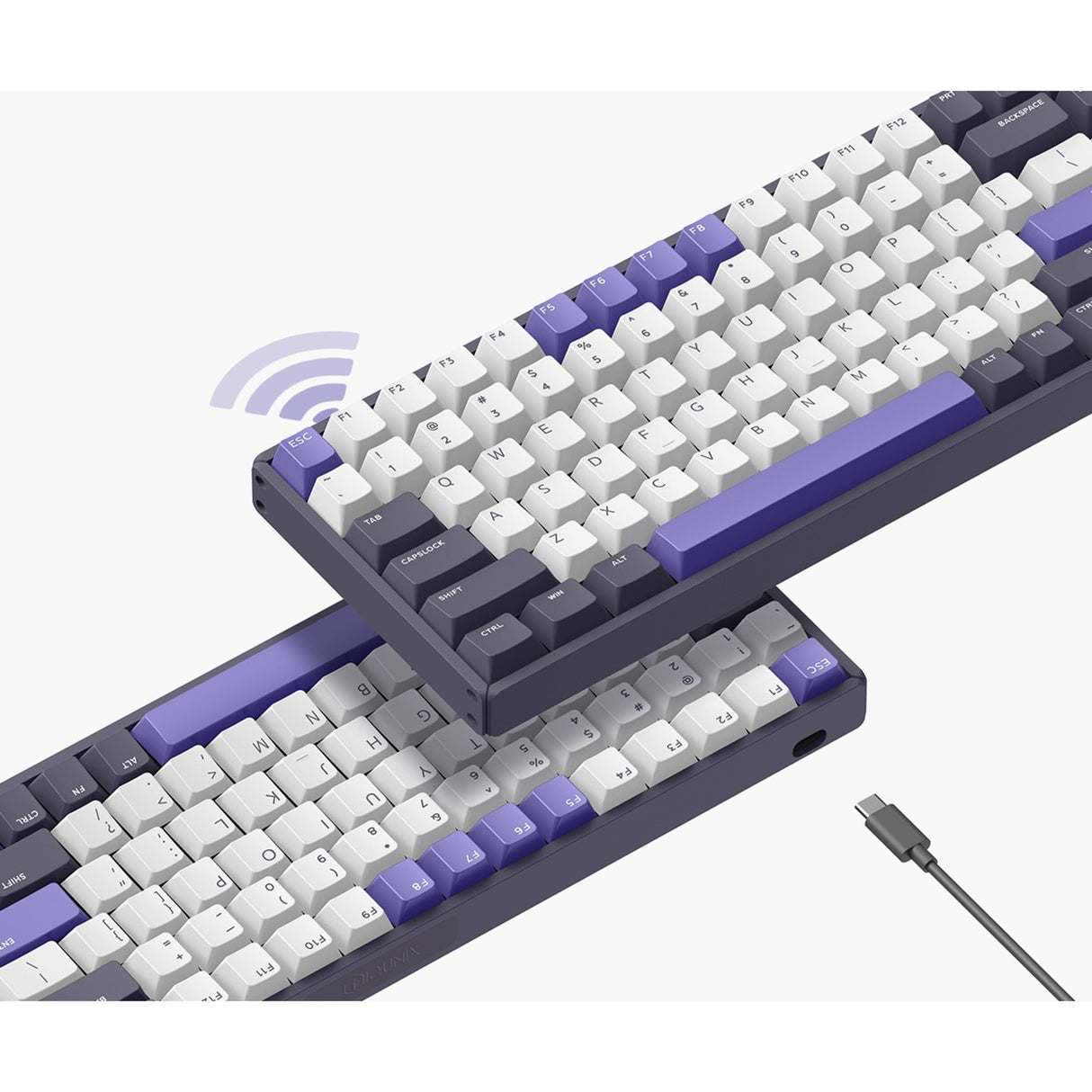 Iqunix f97 lavandin wireless mechanical keyboard (lavendel, us lay-out (qwerty), cherry mx brown, 96%, rgb leds, hot-swappable, pbt, 2.4ghz | bluetooth 5.1 | usb-c)