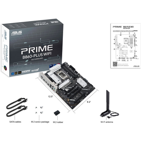 Asus prime b860-plus wifi socket 1851 moederbord (2.5 gb-lan, wi-fi 6e, bt, sound, atx)