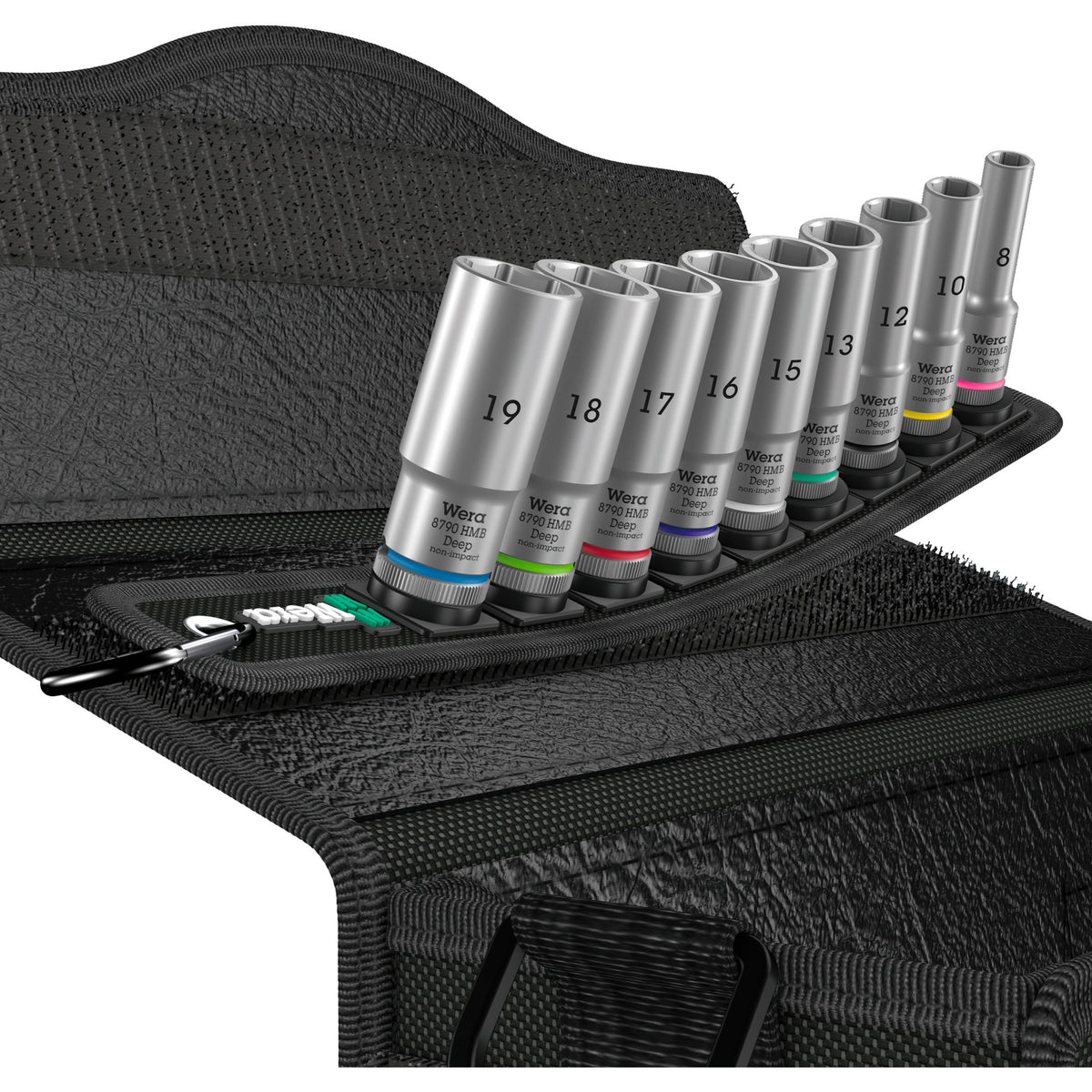 Wera belt b deep 1 doppen set, met 3 8 -aandrijving, 9‑delig dopsleutel (zwart)