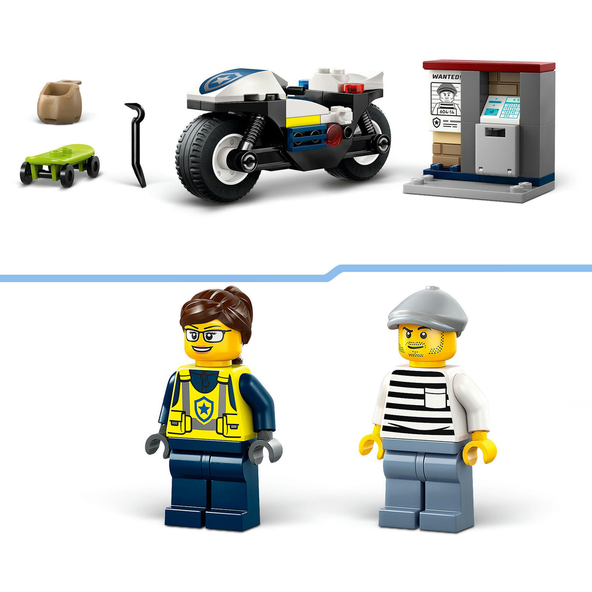 Lego ® city achtervolging op politiemotor - 60455
